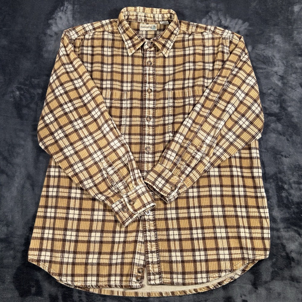 Vintage Fieldmaster Shirt Mens XL Tall Brown Plaid Flannel Thick Heavy Cotton